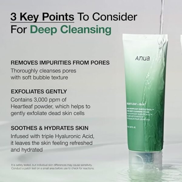 ANUA Heartleaf Quercetinol Pore Deep Cleansing Facewash, Facial Cleanser, for Double Cleansing, BHA, Hyaluronic Acid, Blackhead Remover, Korean Skincare - Image 5