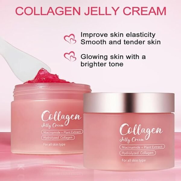 Collagen Jelly Cream,Niacinamide & Freeze Dried Hydrolyzed Collagen Face Cream,Boosts Elasticity & Hydration,Reduce Fine Lines & Dullness, Korean Skin Care - Image 4