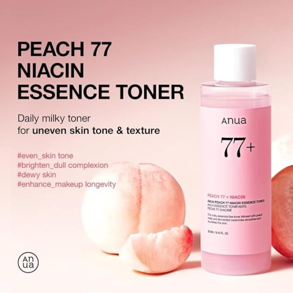 Anua Peach 77 Niacin Essence Toner 250ml / Brightening Toner for Face, Niacinamide, Panthenol, Ceramides, Facial Toner for Glass Skin, Korean Skin Care - Image 4