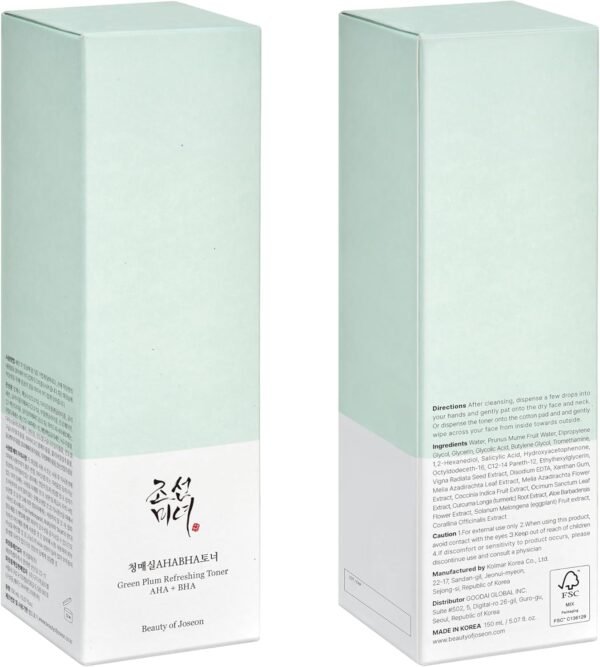 Beauty of Joseon Green Plum AHA BHA Toner Refreshing Facial Essence Moisturizer Mild Exfoliating Salicylic Acid for All Skin Types, Korean Skin Care - Image 7