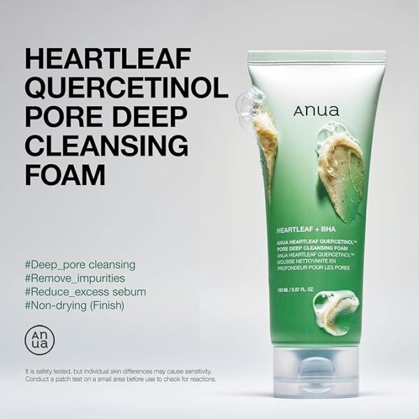 ANUA Heartleaf Quercetinol Pore Deep Cleansing Facewash, Facial Cleanser, for Double Cleansing, BHA, Hyaluronic Acid, Blackhead Remover, Korean Skincare - Image 4