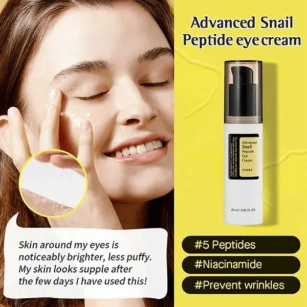 COSRX Advanced snail peptide eye cream, Anti-aging Eye & Neck Cream, Reduce Wrinkles, Fine Lines, Gentle Daily Korean Skin Care - Image 3